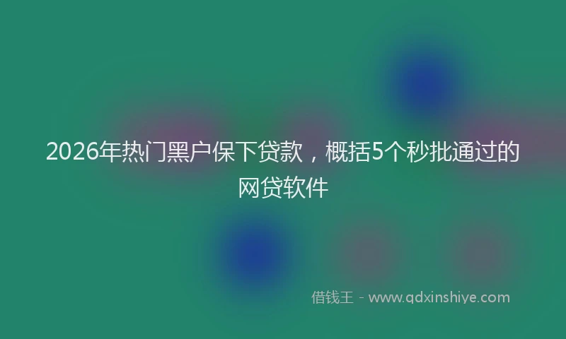 2026年热门黑户保下贷款，概括5个秒批通过的网贷软件
