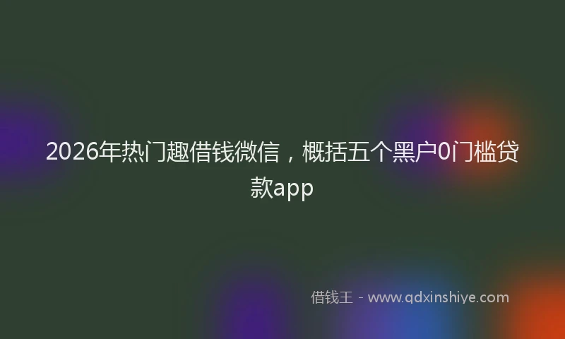 2026年热门趣借钱微信，概括五个黑户0门槛贷款app