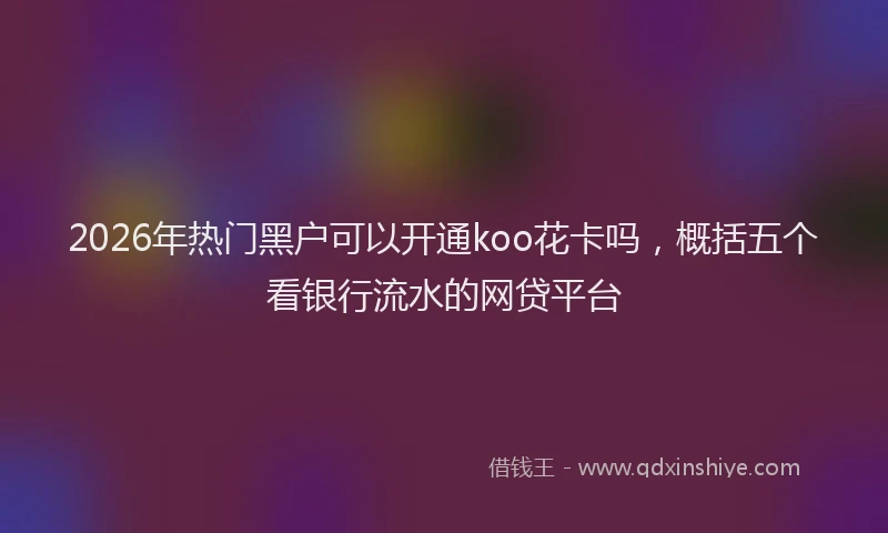 2026年热门黑户可以开通koo花卡吗，概括五个看银行流水的网贷平台
