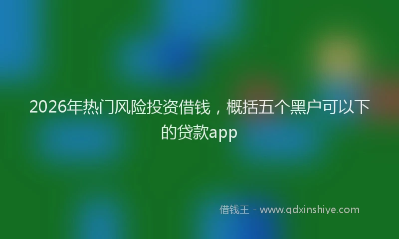 2026年热门风险投资借钱，概括五个黑户可以下的贷款app