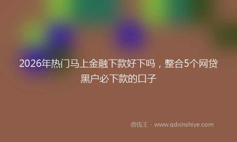 2026年热门马上金融下款好下吗，整合5个网贷黑户必下款的口子