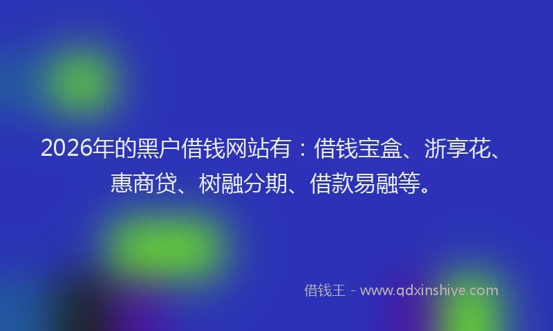 2026年的黑户借钱网站有：借钱宝盒、浙享花、惠商贷、树融分期、借款易融等。