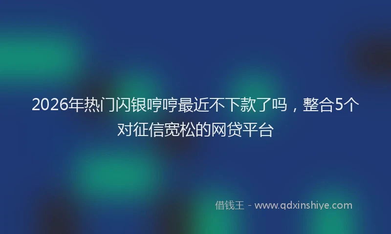 2026年热门闪银哼哼最近不下款了吗，整合5个对征信宽松的网贷平台