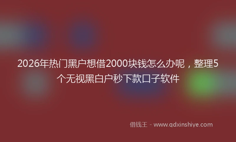 2026年热门黑户想借2000块钱怎么办呢，整理5个无视黑白户秒下款口子软件