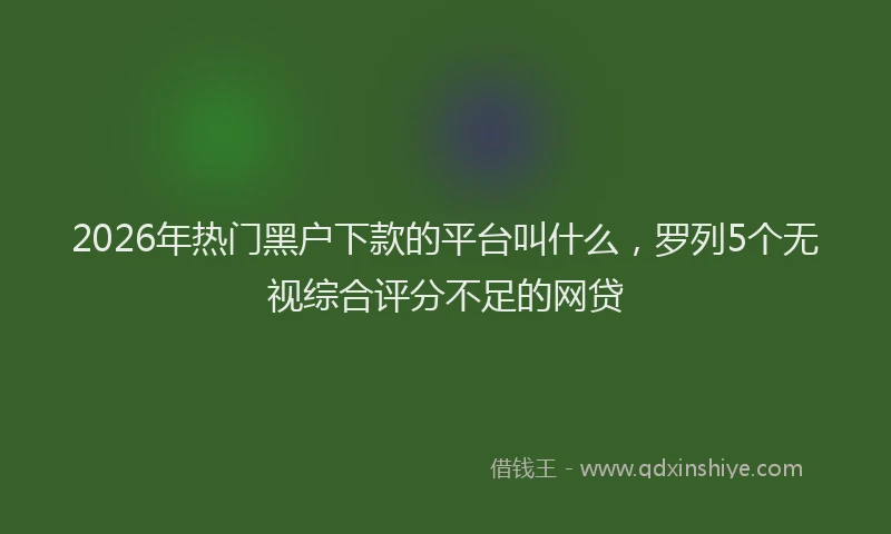 2026年热门黑户下款的平台叫什么，罗列5个无视综合评分不足的网贷