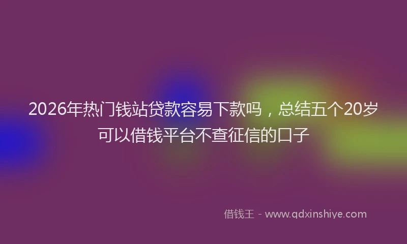 2026年热门钱站贷款容易下款吗，总结五个20岁可以借钱平台不查征信的口子