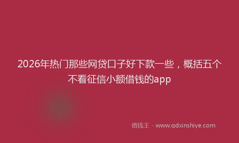 2026年热门那些网贷口子好下款一些，概括五个不看征信小额借钱的app
