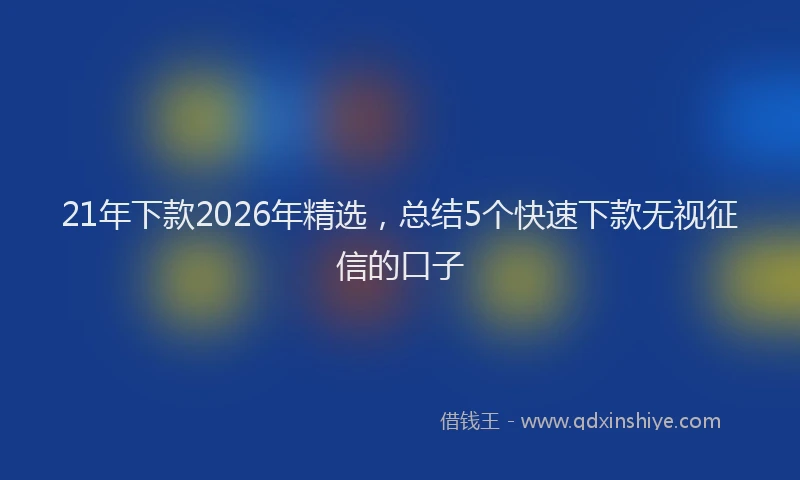 21年下款2026年精选，总结5个快速下款无视征信的口子