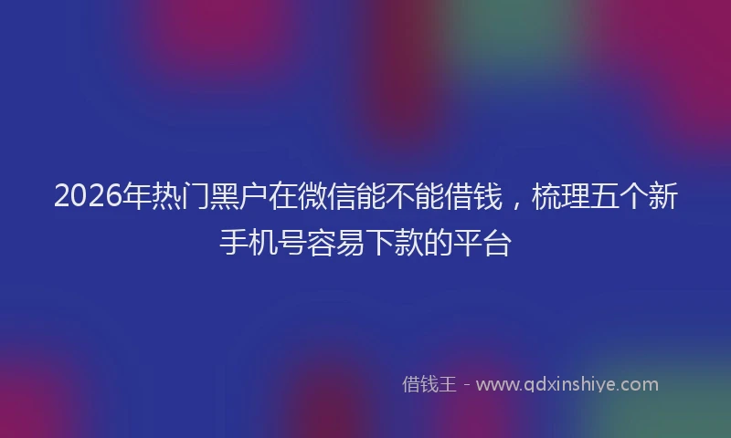 2026年热门黑户在微信能不能借钱，梳理五个新手机号容易下款的平台
