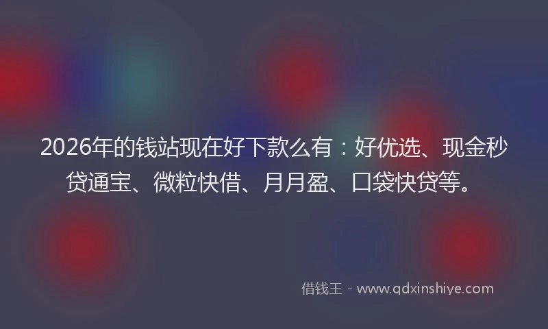 2026年的钱站现在好下款么有：好优选、现金秒贷通宝、微粒快借、月月盈、口袋快贷等。