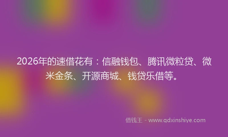2026年的速借花有：信融钱包、腾讯微粒贷、微米金条、开源商城、钱贷乐借等。
