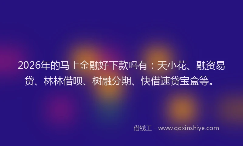 2026年的马上金融好下款吗有：天小花、融资易贷、林林借呗、树融分期、快借速贷宝盒等。