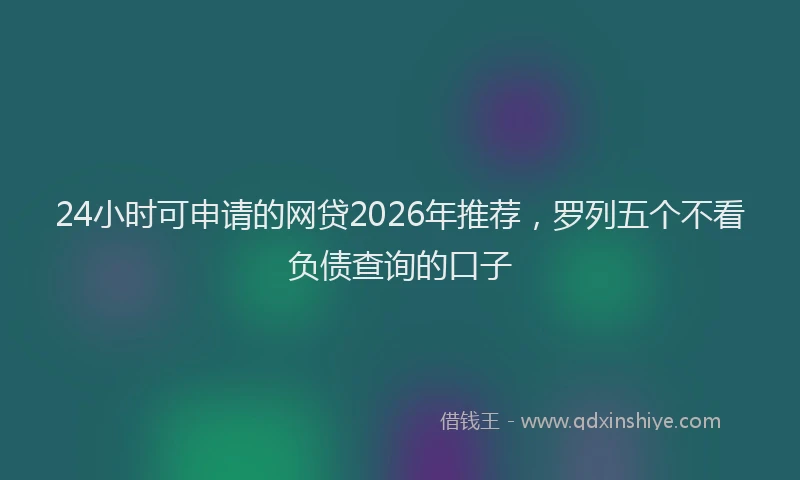 24小时可申请的网贷2026年推荐,罗列五个不看负债查询的口子
