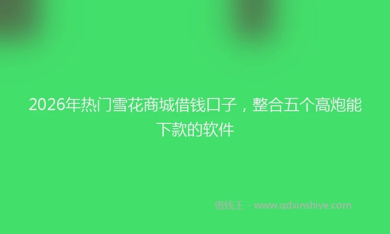 2026年热门雪花商城借钱口子，整合五个高炮能下款的软件
