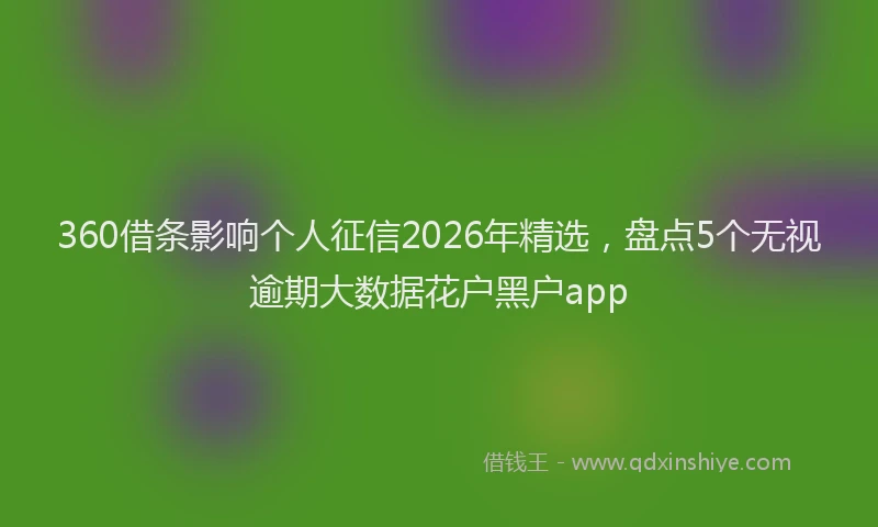 360借条影响个人征信2026年精选，盘点5个无视逾期大数据花户黑户app