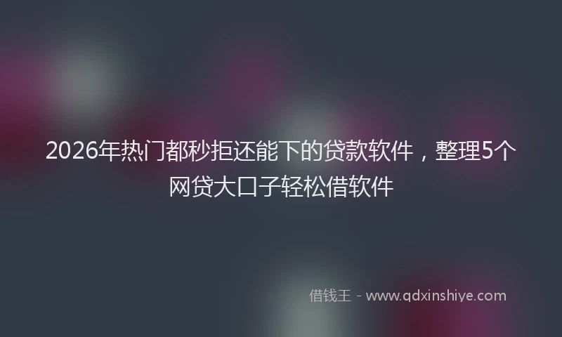 2026年热门都秒拒还能下的贷款软件，整理5个网贷大口子轻松借软件