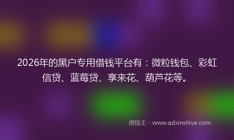 2026年的黑户专用借钱平台有：微粒钱包、彩虹信贷、蓝莓贷、享来花、葫芦花等。