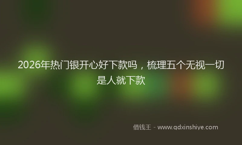 2026年热门银开心好下款吗，梳理五个无视一切是人就下款