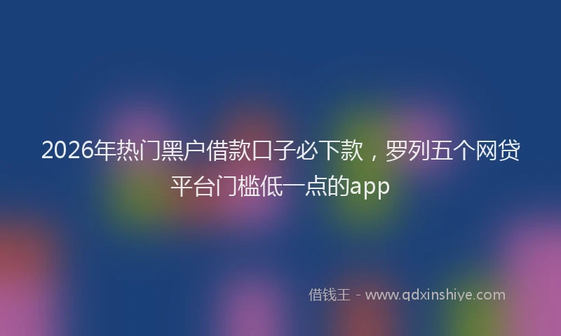 2026年热门黑户借款口子必下款，罗列五个网贷平台门槛低一点的app