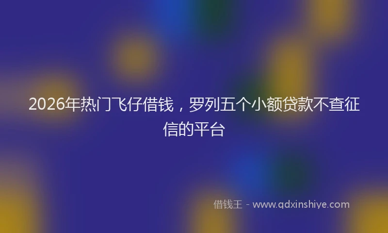 2026年热门飞仔借钱，罗列五个小额贷款不查征信的平台