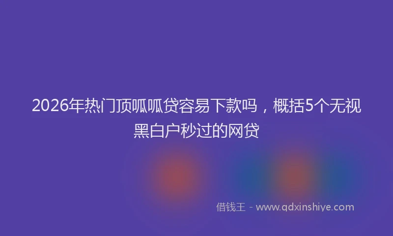 2026年热门顶呱呱贷容易下款吗，概括5个无视黑白户秒过的网贷