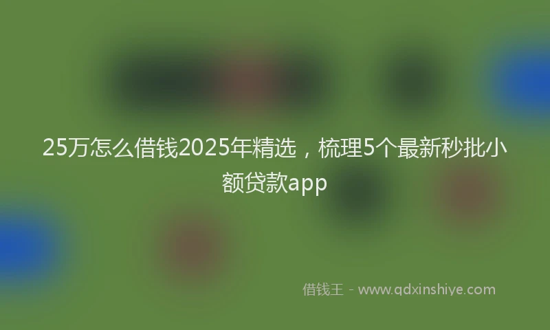 25万怎么借钱2025年精选，梳理5个最新秒批小额贷款app
