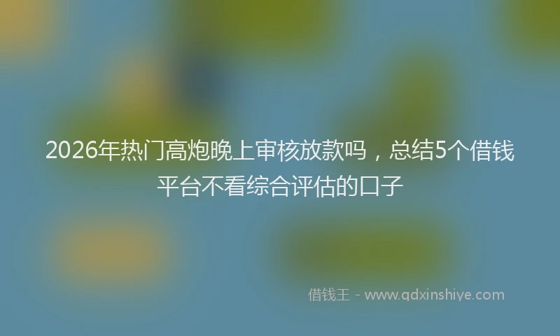 2026年热门高炮晚上审核放款吗，总结5个借钱平台不看综合评估的口子