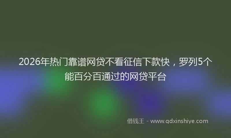 2026年热门靠谱网贷不看征信下款快，罗列5个能百分百通过的网贷平台