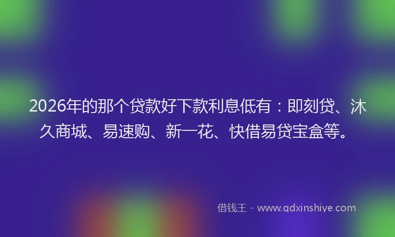 2026年的那个贷款好下款利息低有：即刻贷、沐久商城、易速购、新一花、快借易贷宝盒等。