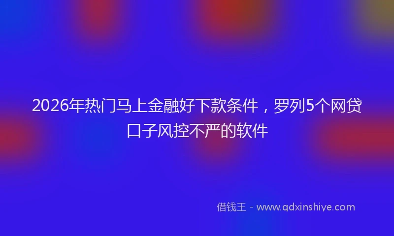 2026年热门马上金融好下款条件,罗列5个网贷口子风控不严的软件