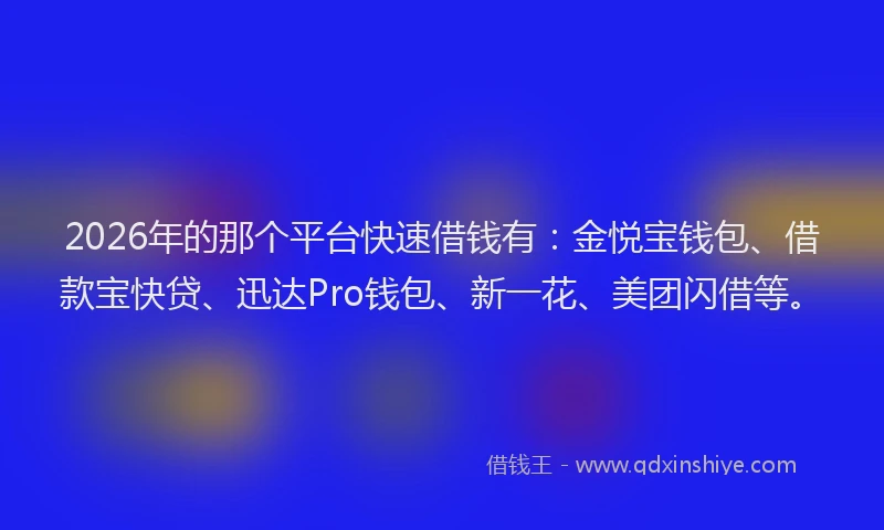 2026年的那个平台快速借钱有：金悦宝钱包、借款宝快贷、迅达Pro钱包、新一花、美团闪借等。