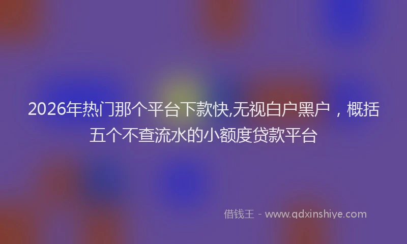 2026年热门那个平台下款快,无视白户黑户，概括五个不查流水的小额度贷款平台