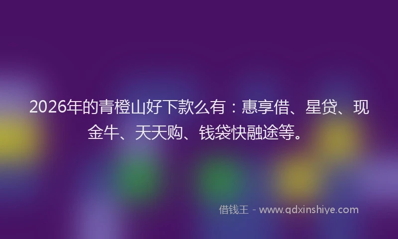 2026年的青橙山好下款么有:惠享借、星贷、现金牛、天天购、钱袋快融途等。