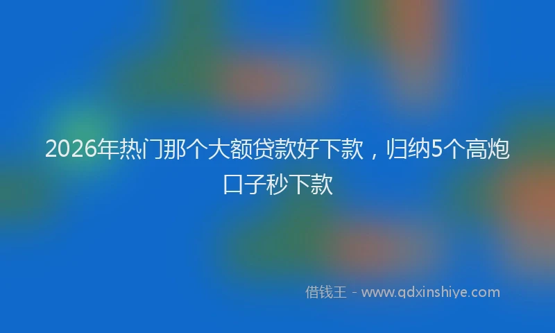2026年热门那个大额贷款好下款，归纳5个高炮口子秒下款