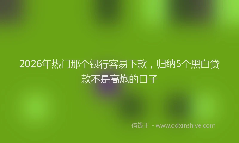 2026年热门那个银行容易下款，归纳5个黑白贷款不是高炮的口子