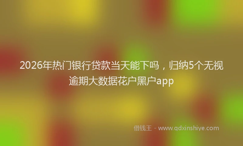2026年热门银行贷款当天能下吗，归纳5个无视逾期大数据花户黑户app