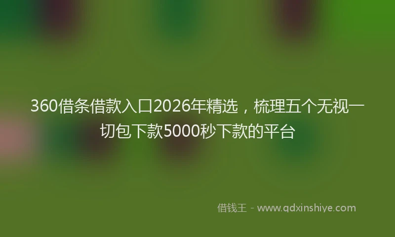 360借条借款入口2026年精选，梳理五个无视一切包下款5000秒下款的平台