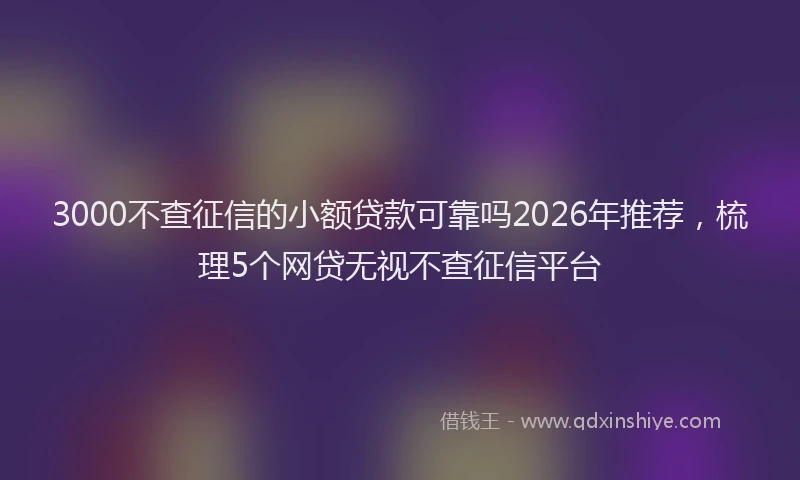 3000不查征信的小额贷款可靠吗2026年推荐，梳理5个网贷无视不查征信平台
