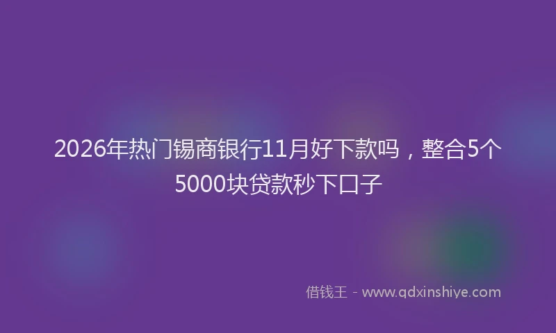 2026年热门锡商银行11月好下款吗，整合5个5000块贷款秒下口子