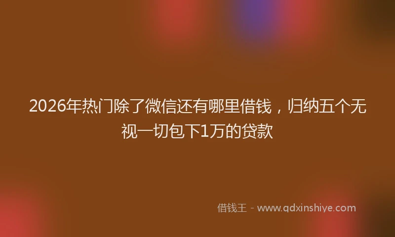 2026年热门除了微信还有哪里借钱，归纳五个无视一切包下1万的贷款