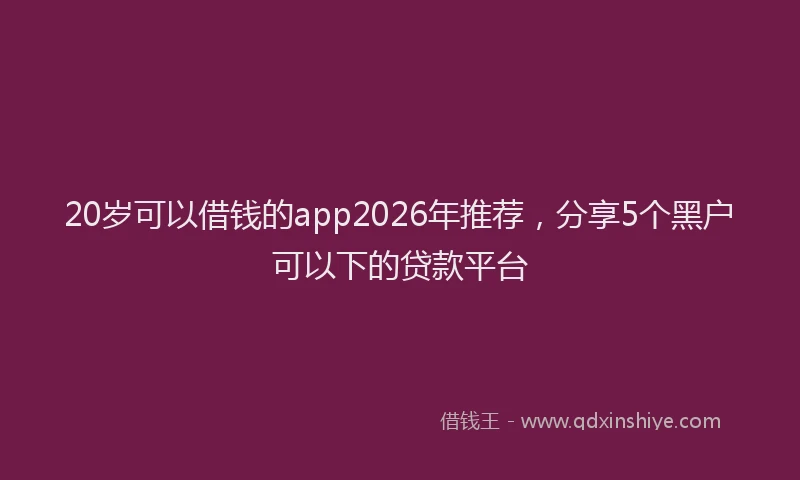 20岁可以借钱的app2026年推荐，分享5个黑户可以下的贷款平台