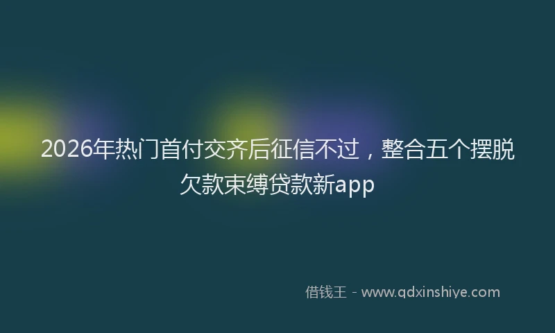 2026年热门首付交齐后征信不过，整合五个摆脱欠款束缚贷款新app
