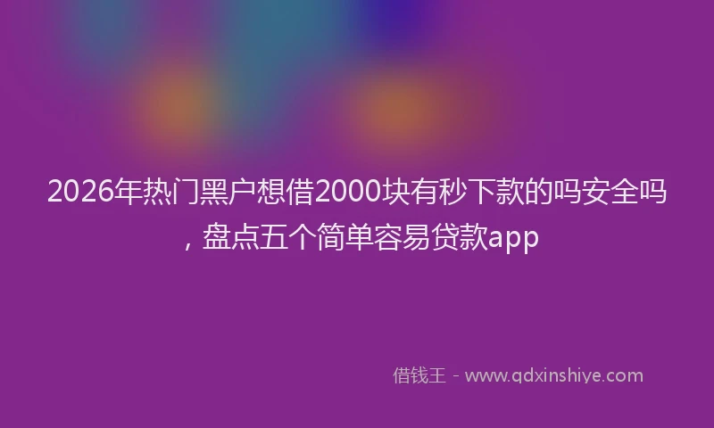 2026年热门黑户想借2000块有秒下款的吗安全吗，盘点五个简单容易贷款app