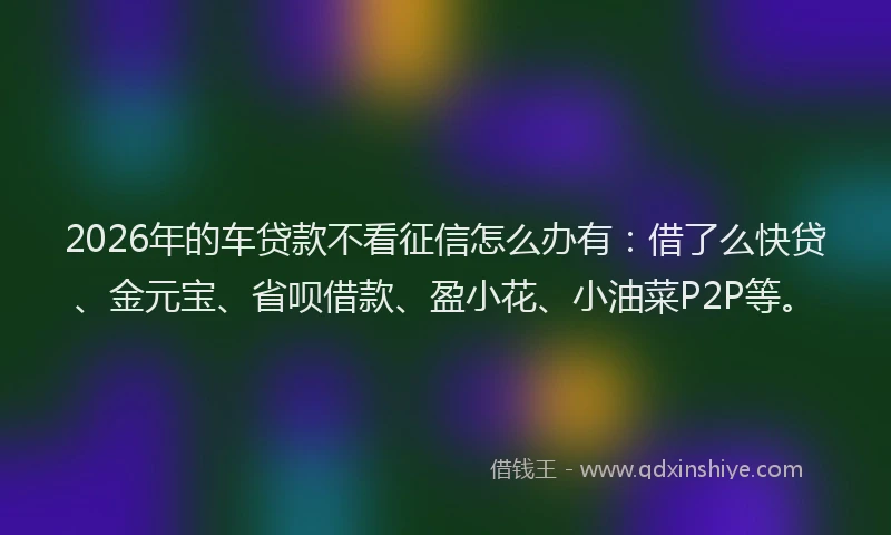 2026年的车贷款不看征信怎么办有：借了么快贷、金元宝、省呗借款、盈小花、小油菜P2P等。