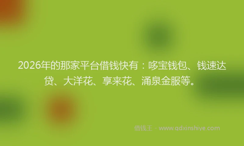 2026年的那家平台借钱快有：哆宝钱包、钱速达贷、大洋花、享来花、涌泉金服等。