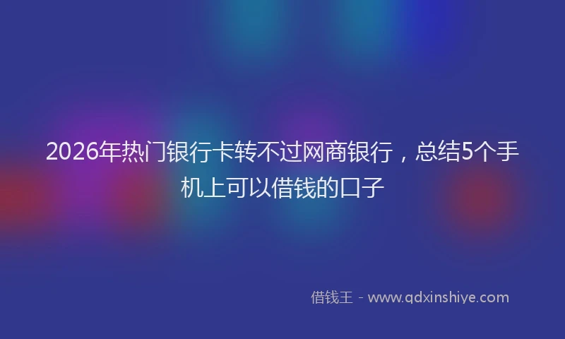 2026年热门银行卡转不过网商银行，总结5个手机上可以借钱的口子
