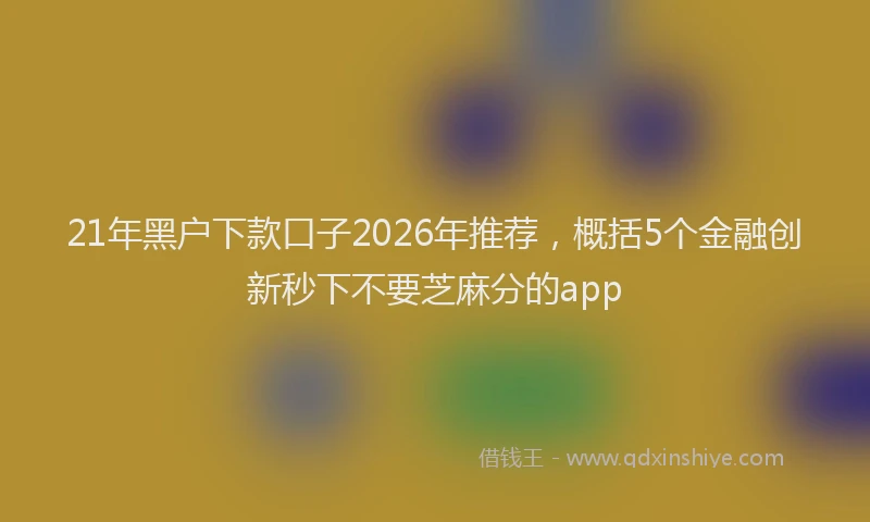 21年黑户下款口子2026年推荐，概括5个金融创新秒下不要芝麻分的app