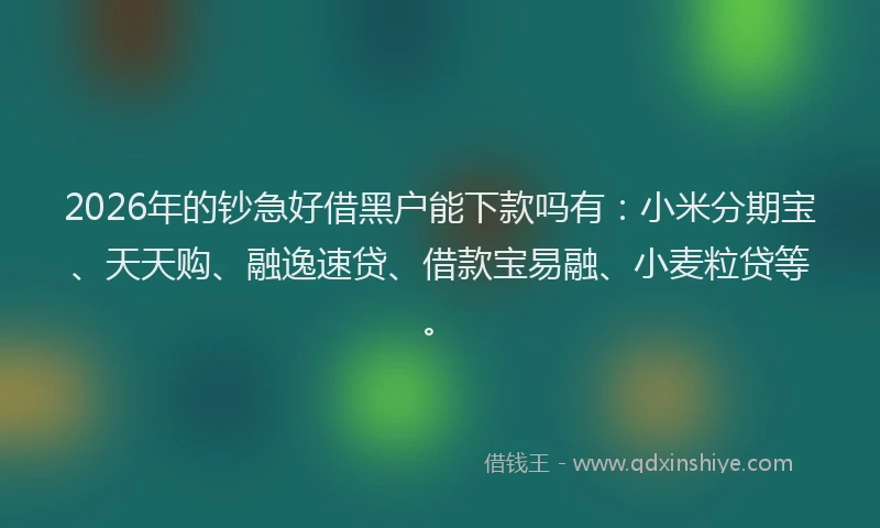 2026年的钞急好借黑户能下款吗有：小米分期宝、天天购、融逸速贷、借款宝易融、小麦粒贷等。