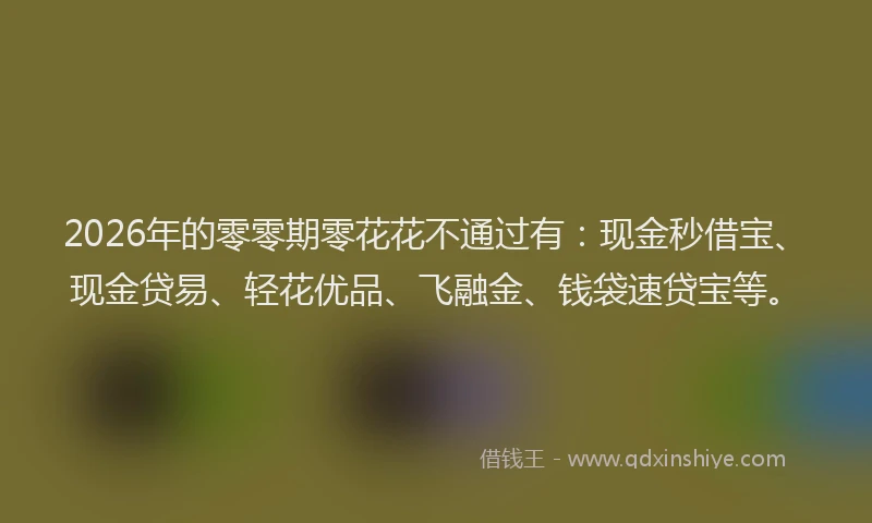 2026年的零零期零花花不通过有:现金秒借宝、现金贷易、轻花优品、飞融金、钱袋速贷宝等。