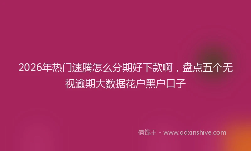 2026年热门速腾怎么分期好下款啊,盘点五个无视逾期大数据花户黑户口子
